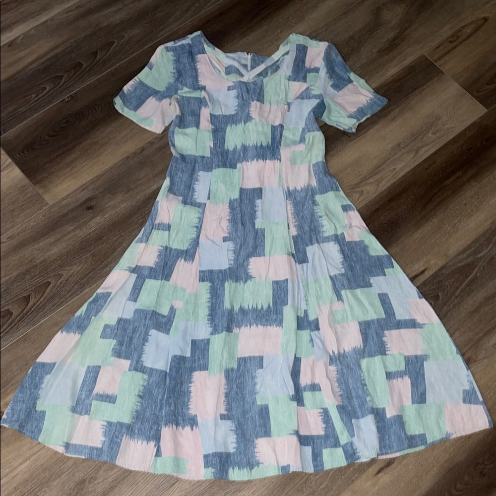 Zoompy Vintage Multicolor Patchwork Midi Dress